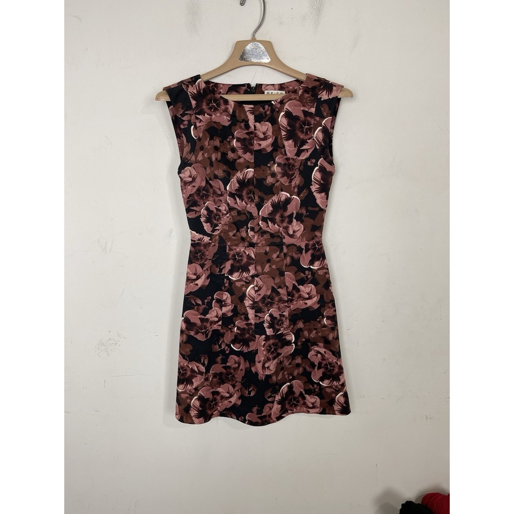 REISS Women Dress US 2 Floral Brown Sleeveless Office Corporate Career